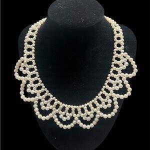 Faux Pearl Necklace Collar